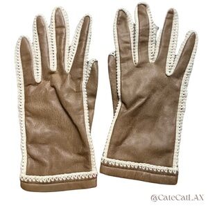 Vintage Vegan Leather & Lace Gloves
